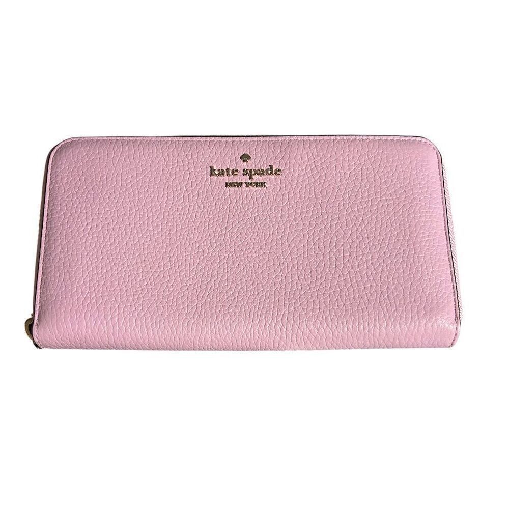 Kate Spade Leila Large Zip-Around Wallet Pink Pebbled Leather